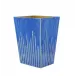 Deauville French Blue Enamel/Gold Straight Wastebasket & Liner (8.75"L x 7"W x 11.5"H)