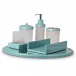 Essentials Aqua Pearlized Enamel with Silver Trim  Square Soap Dish (5.5"L x 4"W x 1.5"H)