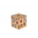 Fleur/Wildflowers with Cabochon Stones/Gold Trim Tall Square Container (3.75"W X 3.75"L X 5"H)