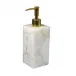 Taj Gemstone Milky White Quartz  Lotion/Soap Dispenser (3"L x 3"W x 8.5"H) Gold Pump