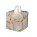 Taj Premium Gemstone Rock Crystal/Gold Foil  Square Tissue Holder (5.75"L x 5.75"W x 6"H)