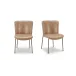 Early Tan Leather Dining Chair Set of Two
