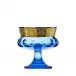 Mirth Aquamarine Lead-Free Crystal, Cut, 24-Carat Gold (Floral Relief Decor) Footed Bowl 14,0 cm