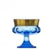 Mirth Footed Bowl Aquamarine Lead-Free Crystal, Cut, 24-Carat Gold (Relief Decor) 14 cm
