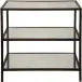 3 Tier Side Table with Antiqued Mirror, Black Metal