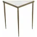 Comet Triangle Side Table, Large, Stone, Metal with Brass Finish