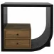 Burton Side Table, Right, Hand Rubbed Black and Teak