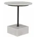 Rodin Side Table, Matte Black Finish with White Stone