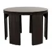 Fluted Side Table, Pale with Light Brown Trim