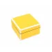 Lacquer Sunshine Yellow/White Trim Square Box 5" x 5" x 3"H