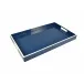 Lacquer Navy Blue/White Trim Breakfast Tray 14" x 22" x 2"H