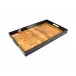 Lacquer Walnut Burl/Black Rectangular Breakfast Tray 14"W x 22"L x 2"H