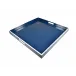 Lacquer Navy Blue/White Trim Square Tray 22" x 22" x 2"H