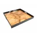 Lacquer Walnut Burl/Black Large Square Tray 22 x 22 x 2"H