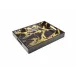 Lacquer Black Gold Marble Reiko Tray 12" x 15" x 2"H