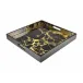 Lacquer Black Gold Marble Square Tray 16" x 16" x 2"H