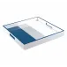 Lacquer Navy Blue/Shine Silver/White Square Tray 16" x 16" x 2"H