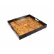 Lacquer Walnut Burl/Black Medium Square Tray 16 x 16 x 2"H