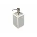 Lacquer Cool Gray/White Trim Lotion Pump Metal/Glass 3"L x 3"W x 5"H