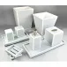 Lacquer Cool Gray/White Trim Q-Tip Box 3.5" x 3.5" x 4"H