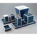 Lacquer Navy Blue/White Trim Playing Card Box 6.5" x 4.5" x 1.5"H