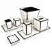 Lacquer White/Black Trim Q-Tip Box 3.5" x 3.5" x 4"H