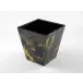 Lacquer Black Gold Marble Waste Basket 9" x 9" x 10"H