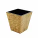 Lacquer Walnut Burl/Black Waste Basket 9" x 9" x 10"H