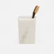 Abiko Pearl White Brush Holder Square Tapered Cast Resin