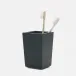 Quincy Matte Navy Brush Holder Square Tapered Lacquered Wood