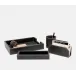 Larne Black Desk Set: Letter Tray Envelope Holder Pencil Tray And Pencil Holder Full-Grain Leat