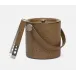 Witney Oat Brown Ostrich Ice Bucket W/ Tongs Round Full-Grain Leather