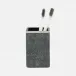 Bradford Cool Gray/Silver Brush Holder Square Straight Realistic Faux Shagreen/Stainless Steel