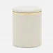 Bradford Blanc Br/Gold Canister Large Round Realistic Faux Shagreen/Brass