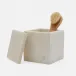 Kuna White Bath Canister Small: 3"L x 3"W x 4"H