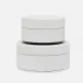 Rosewell Shiny White/Sycamore Desk Canister Large: 5.5"D x 3"H, Small: 4.5"D x 2.5"H, Set of 2