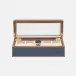 Elmbridge Navy/Walnut 5-Watch Box Realistic Faux Shagreen/Glass