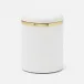 Veria Shiny White/Gold Canister Round Small Realistic Faux Rattan/Brass