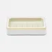 Veria Shiny White/Gold Soap Dish Rectangular Straight Realistic Faux Rattan/Brass