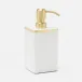 Veria Shiny White/Gold Soap Pump Square Straight Realistic Faux Rattan/Brass