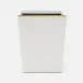 Veria Shiny White/Gold Wastebasket Rectangular Tapered Realistic Faux Rattan/Brass