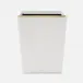 Veria Shiny White/Gold Wastebasket Square Tapered Realistic Faux Rattan/Brass