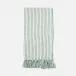 Nicosia White/Green Guest Towel With Fringe 100% Linen 180 Gsm Pack/3