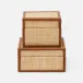 Hanford Natural/Saddle Canisters Small: 4"L x 4"W x 3"H, Large: 5"L x 5"W x 2.5"H, Set of 2
