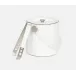 Brisbane Bright White Ice Bucket W/ Tongs Round Marine Leather