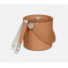 Brisbane Cognac, Ice Bucket w/ Tongs, Round, Marine Leather