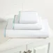 Signature Banded White/Soft Blue Bath Towels