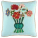 Blooming Bouquet Embroidered Dusty Aqua Decorative Pillow 22" Square