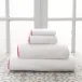 Signature Banded White/Coral Hand Towel
