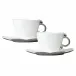 Geometrica Silver Rim Tea Cup & Saucer, Set Of 2